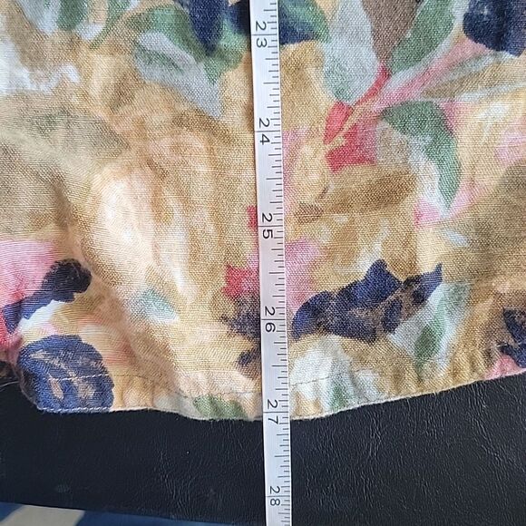 XPL Women's tan floral linen blend sleeveless button up size M casual mature - Picture 6 of 7